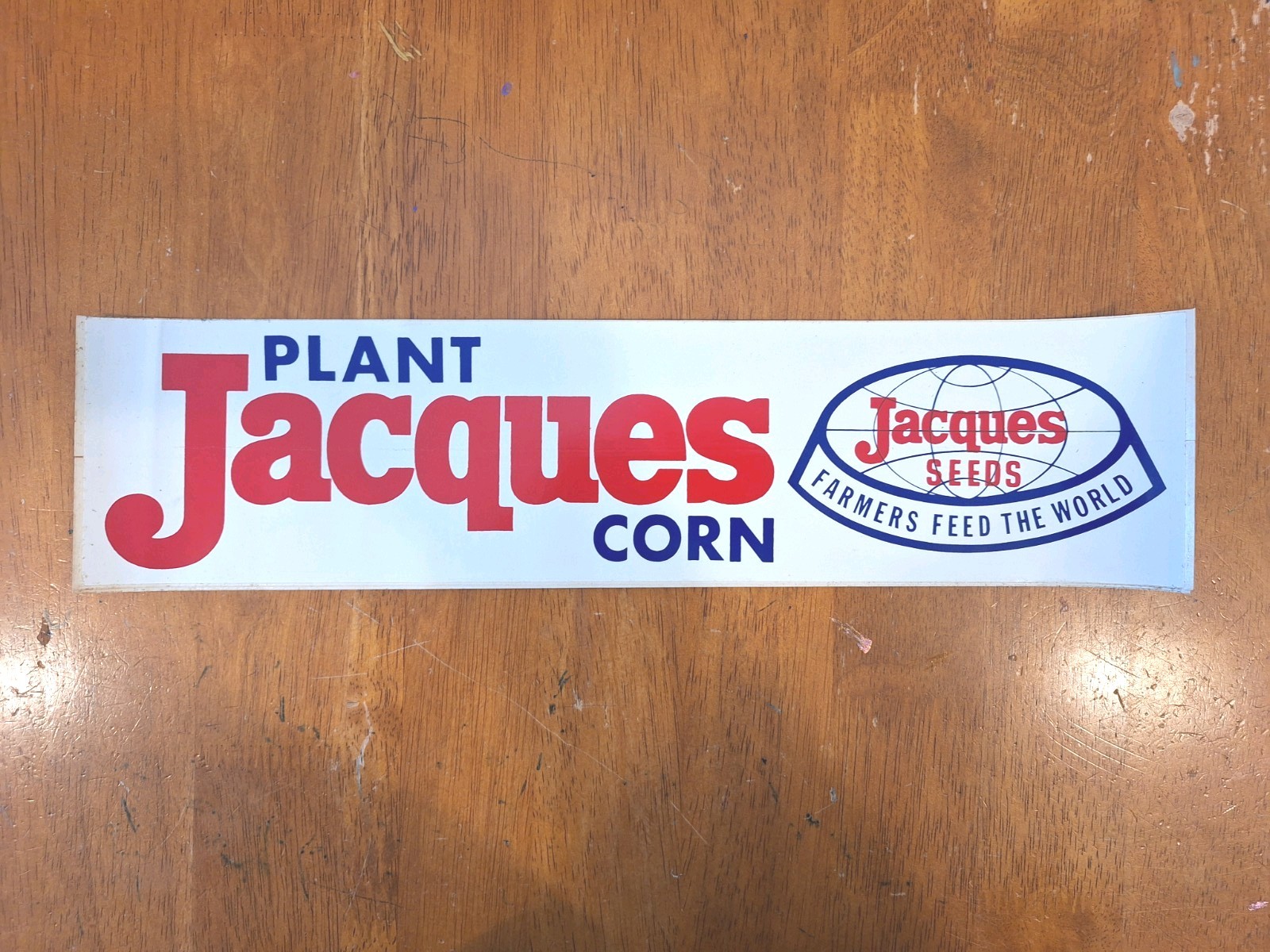 Vintage Jacques Seeds Corn Sticker Decal NOS Farmers Feed the World Sign Logo