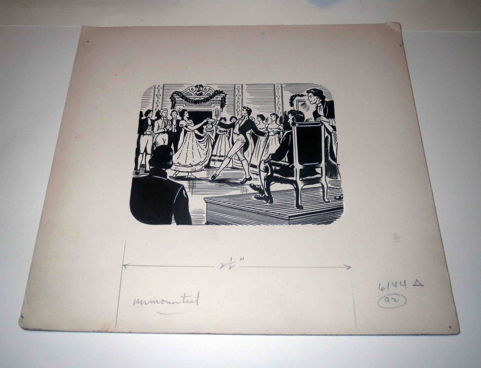 Antique Production Art Illustration Drawing - COLONIAL DANCE - AUTHENTIC