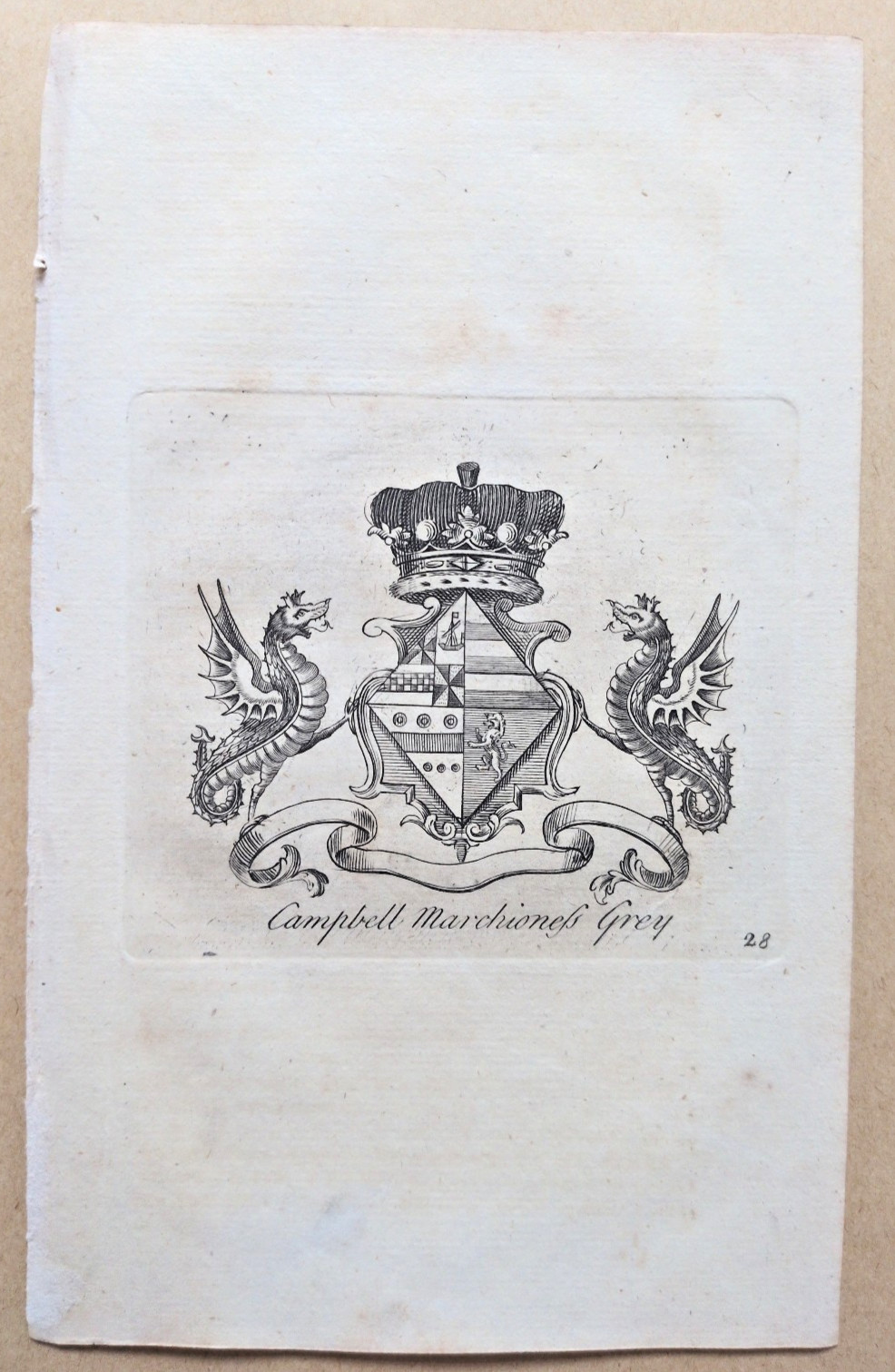 CAMPBELL MARCHIONESS GREY Coat of Arms & Crest - Antique Print - 1768 (Ref K3) CAMPBELL MARCHIONESS GREY Coat of Arms & Crest - Antique Print - 1768 (Ref K3)
