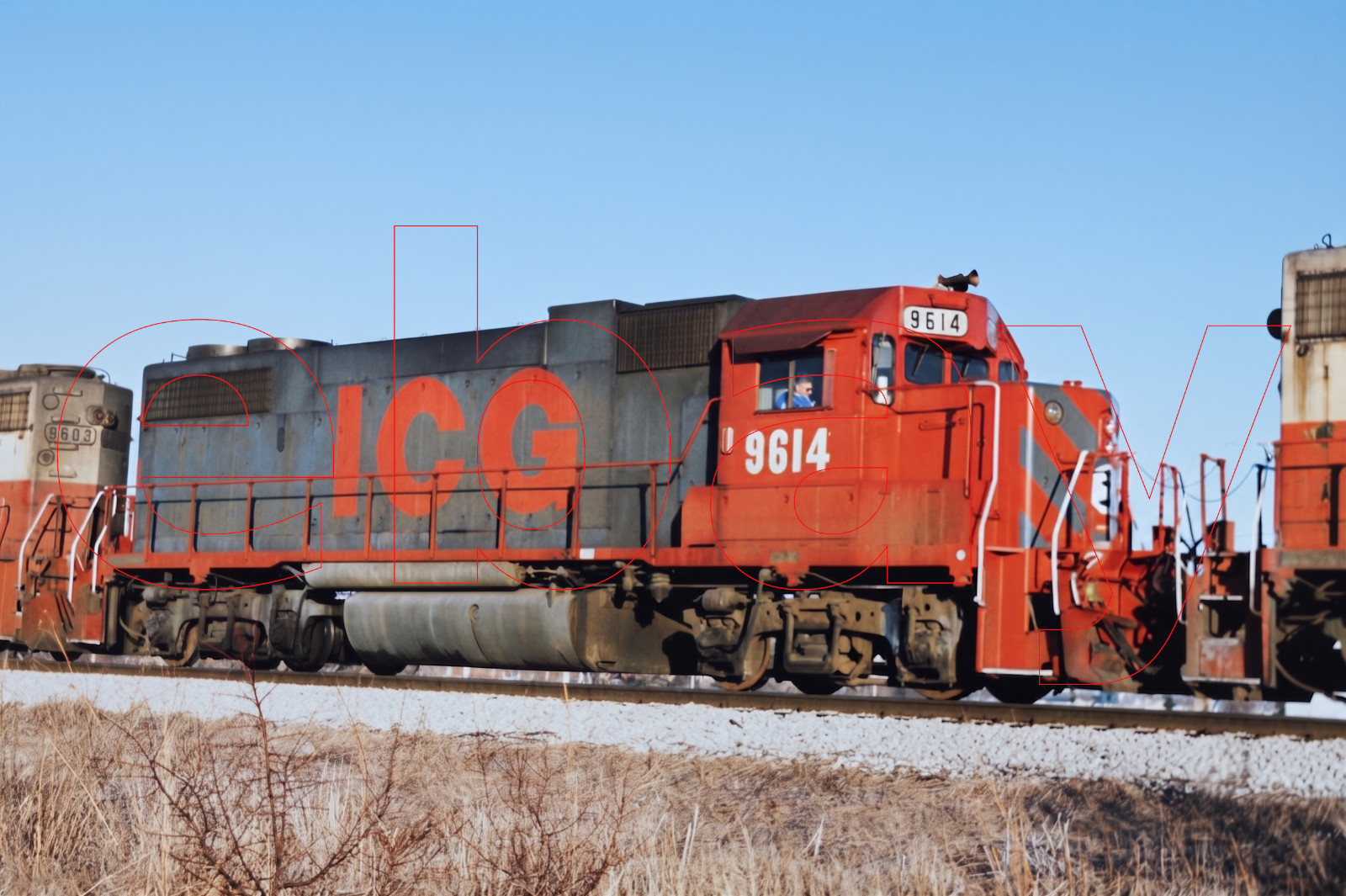 Illinois Central Gulf 9614 (GP38-2) Savoy IL 1988 5 x 7 Photo