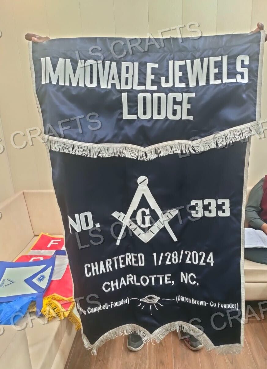 Customized Masonic Grand Lodge Immovable Jewels Banner size 34 x 53 inch