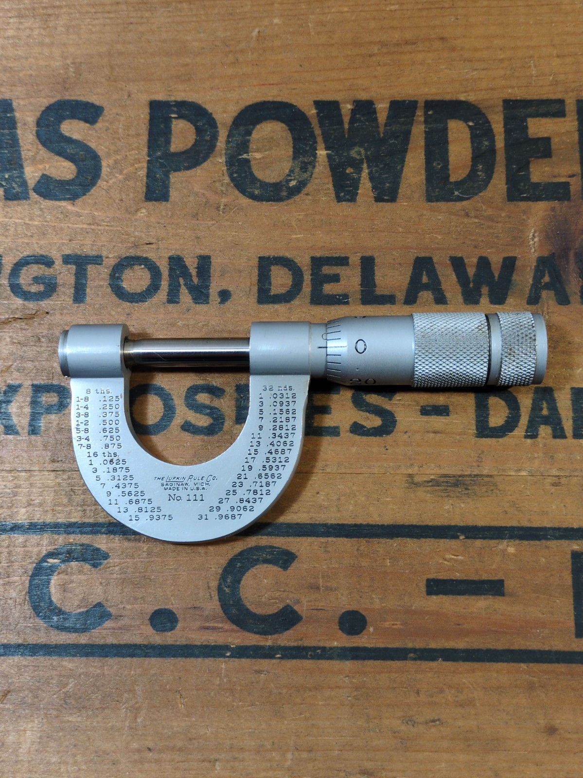 Vintage Lufkin Rule USA No. 111  1” Outside Micrometer Machinists Tool 