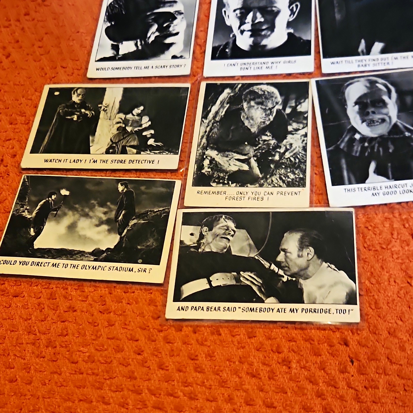 1963 Universal Monsters You\'ll Die Laughing Cards Lot (7) Frankenstein Karloff 1963 Universal Monsters You\'ll Die Laughing Cards Lot (7) Frankenstein Karloff