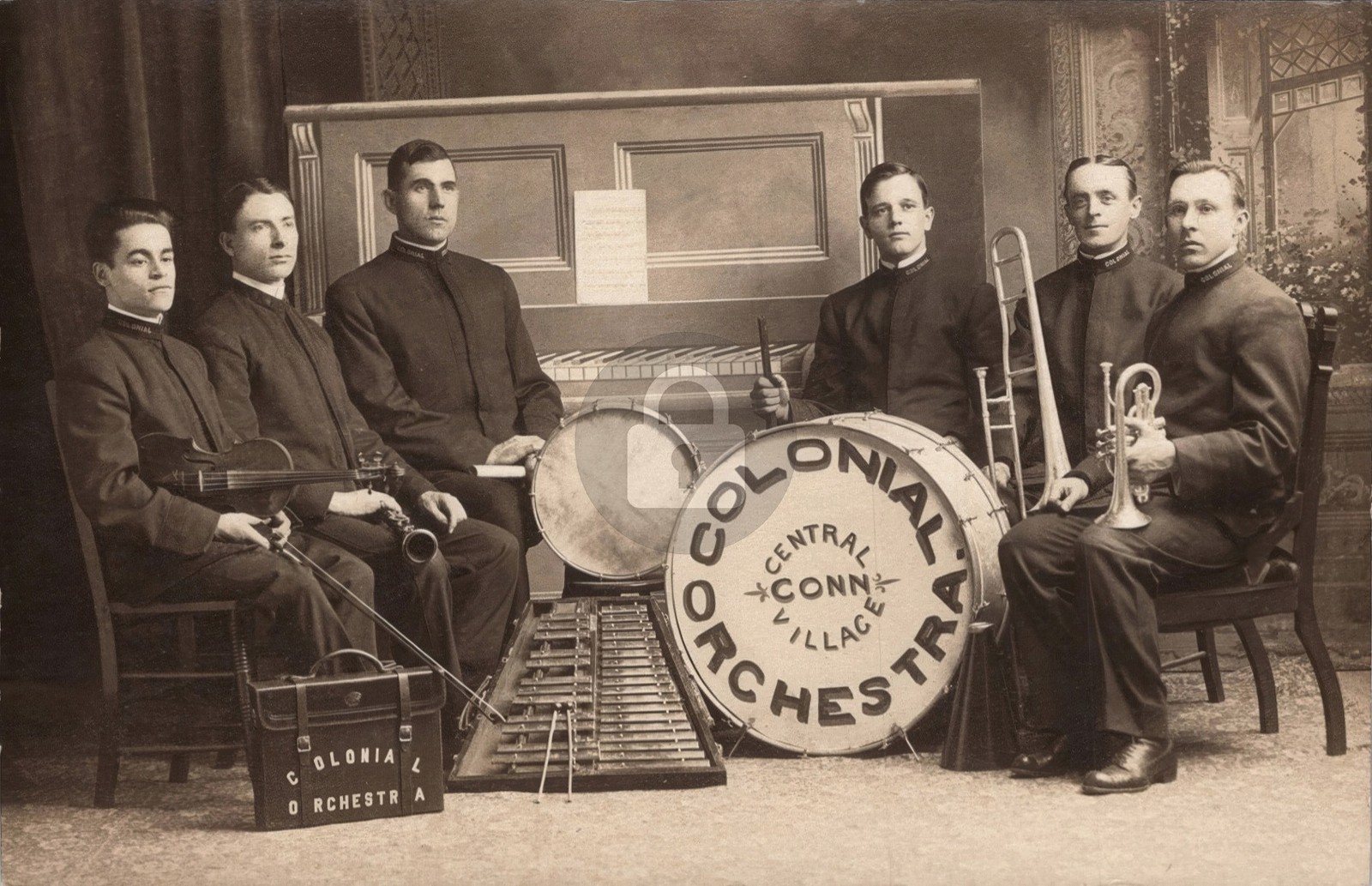 Colonial Orchestra Central Village Connecticut CT 1910s RPPC Photo Postcard COPY