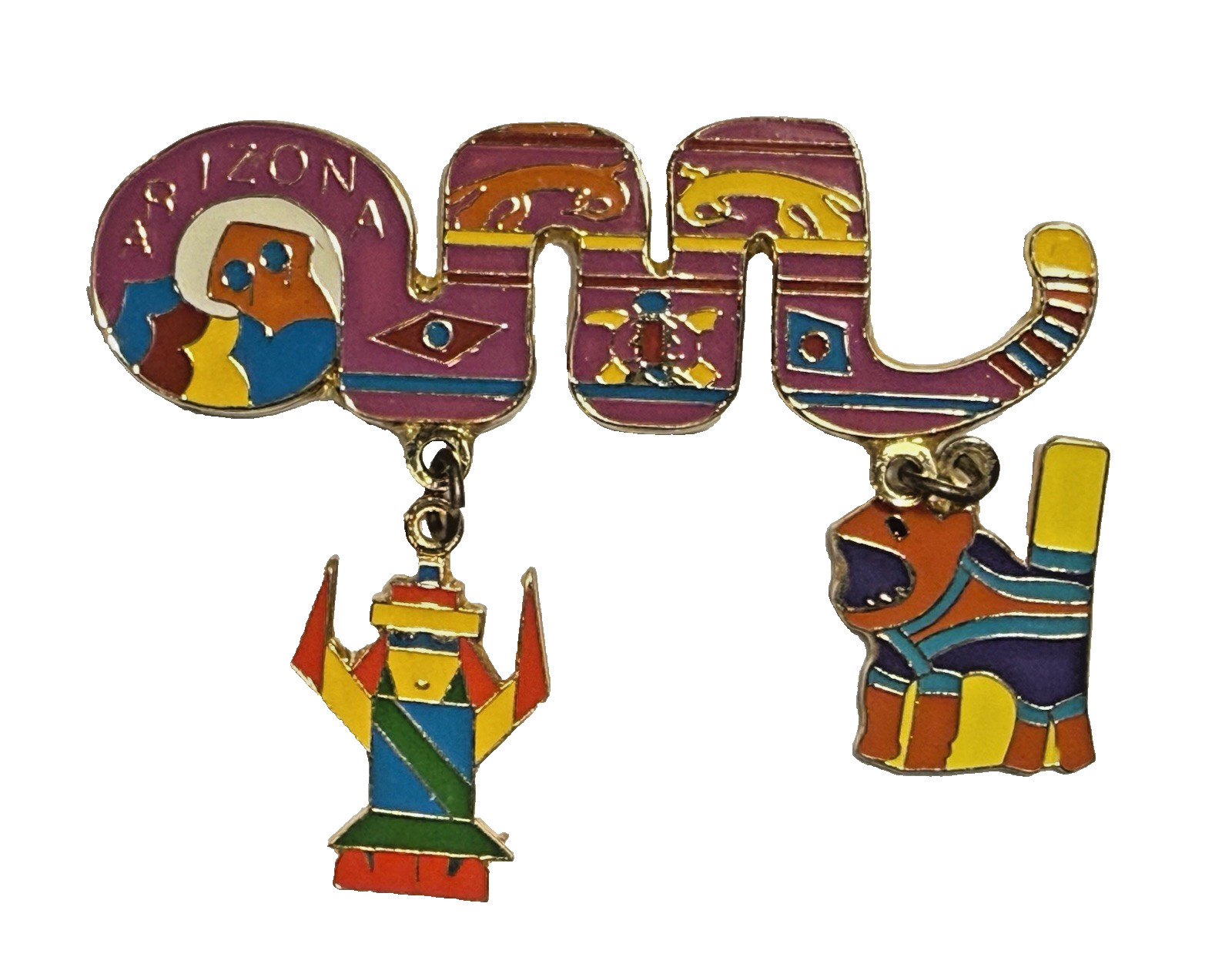 Odyssey of the Mind Vintage Arizona AZ Pin w/ Dangling Charms OM OOTM