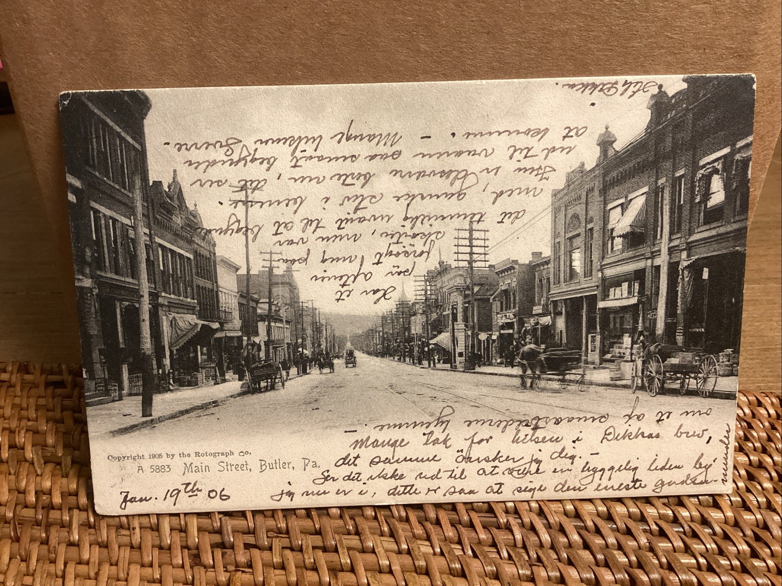 RARE 1995-1906 Main Street Butler Pennsylvania PA ~ Antique RPPC Postcard