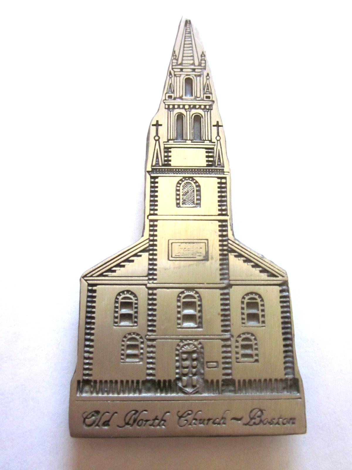 OLD NORTH CHURCH Boston  Pewter 1990 Refrigerator Magnet Collectible
