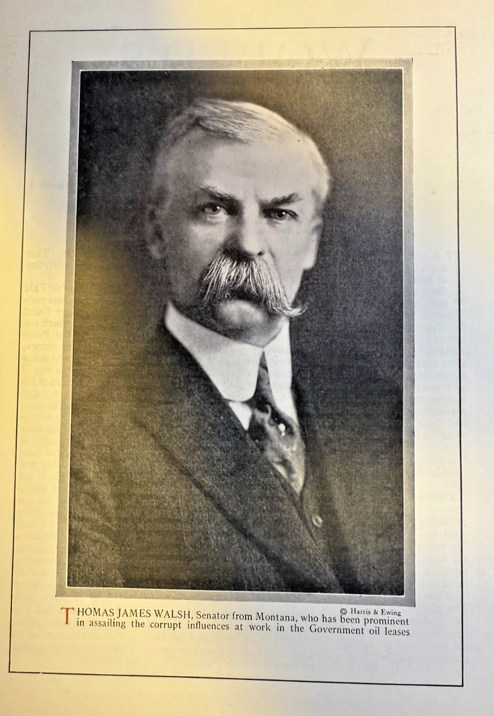 1924 Vintage Magazine Illustration Thomas James Walsh Montana Senator