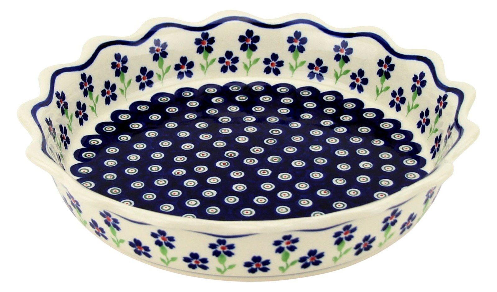 Polish Pottery Quiche / Scalloped Pie Dish 9