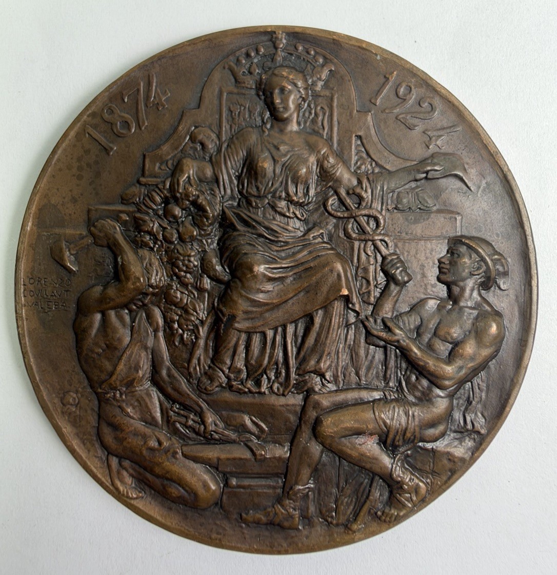 Banco de España 1874-1924 Commemorative Bronze Medal Lorenzo Coullaut Valera Art