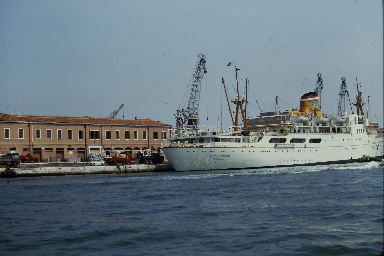 c1960's Kodachrome 35mm Slide, GERMAN MILITARY San Giorgio Passenger Ship Docked