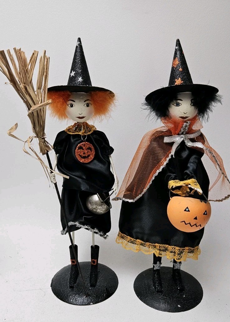 Pier One Witch Figurine Set of 2 Glitter Witch 15\