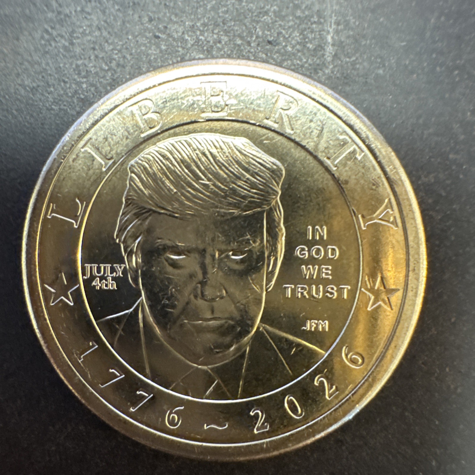 IN HAND PRIVY 2026 Donald J. Trump $1 Commemorative Coin July 4th stamp 
