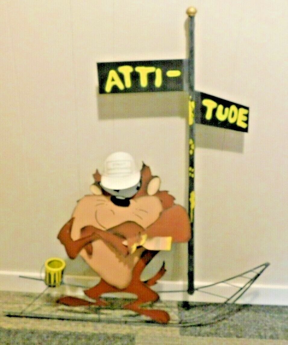 RARE 1996 Warner Bros TAZ Looney Tunes Attitude Metal Large Street Maintenance