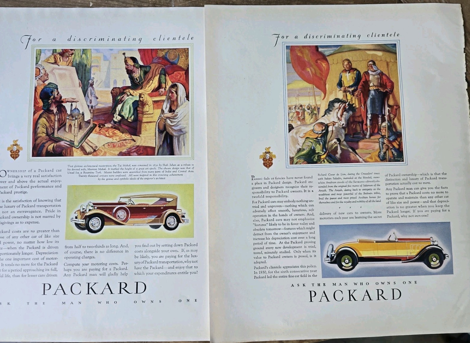 Lot Two 1931 Packard Cars vintage Original ads