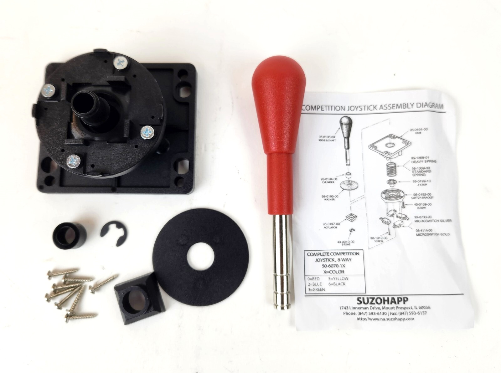 Suzo Happ Red 8-way Competition Joystick WITHOUT Microswitches 50-6070-101 Suzo Happ Red 8-way Competition Joystick WITHOUT Microswitches 50-6070-101