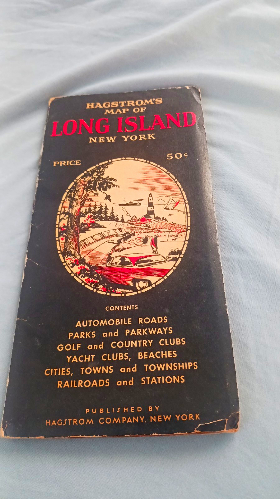 Vintage Hagstrom 1950 Long Island New York Fold-Out Road Map