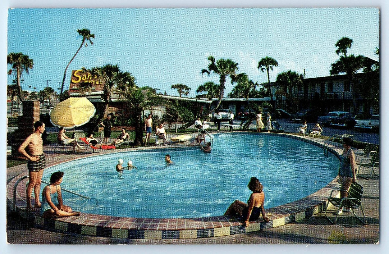 1960 Daytona Beach Florida Postcard Sahara Motel North Atlantic Avenue Unposted