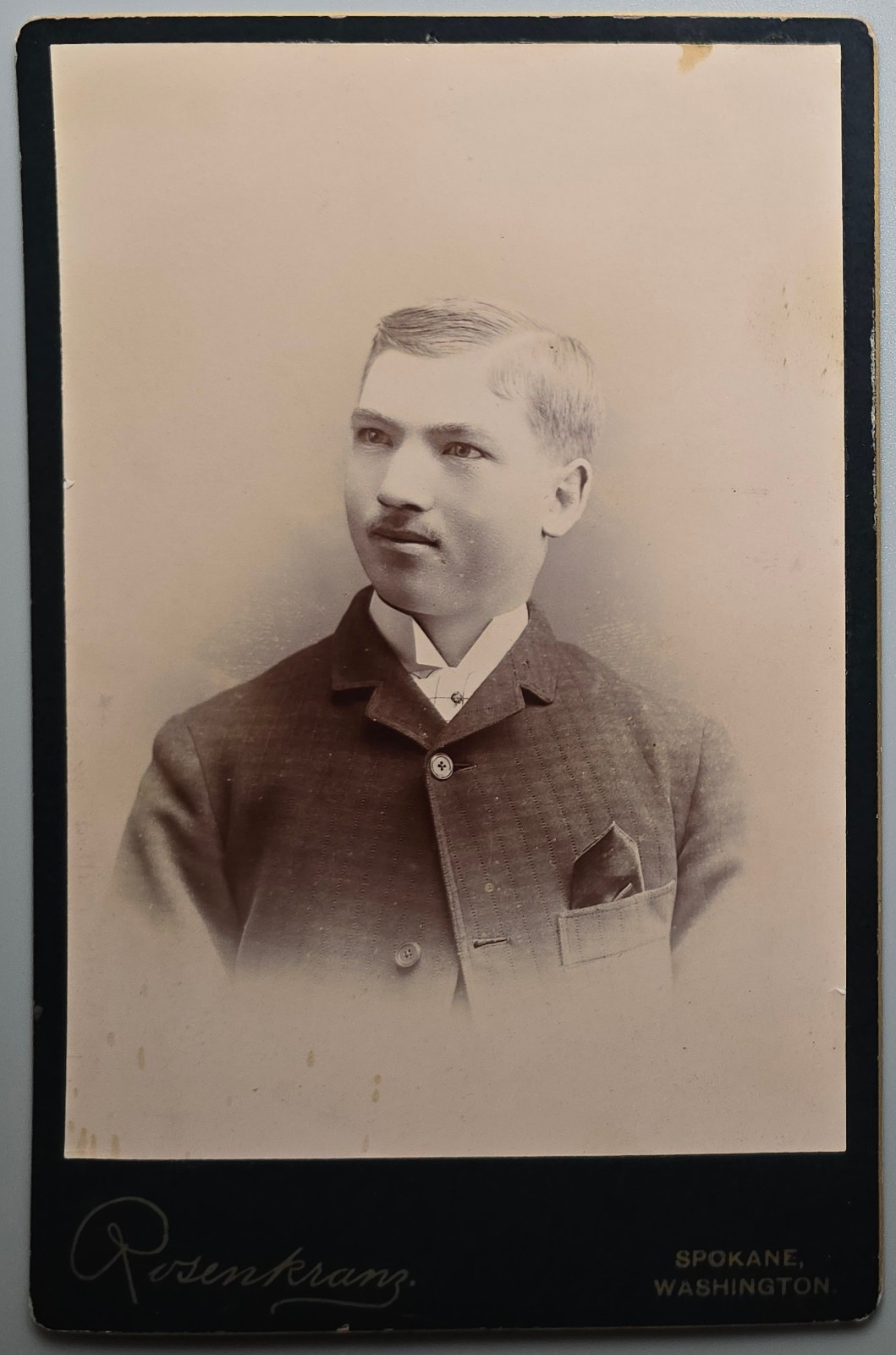 Spokane Washington Portrait Cabinet Card Photo Young Man Rorenkranz Studio