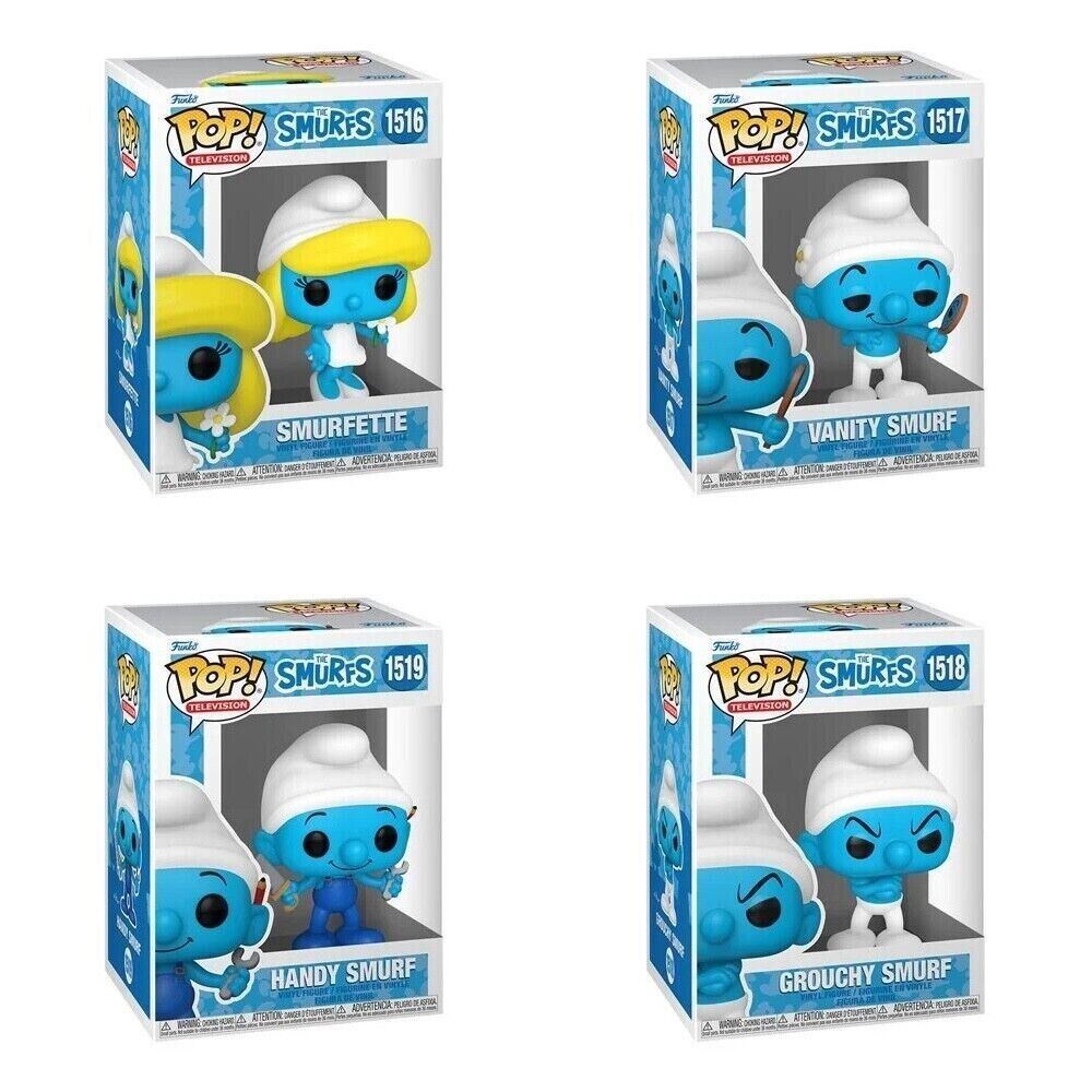 Funko POP The Smurfs Set of 4 - Smurfette, Handy, Vanity and Grouchy - NEW