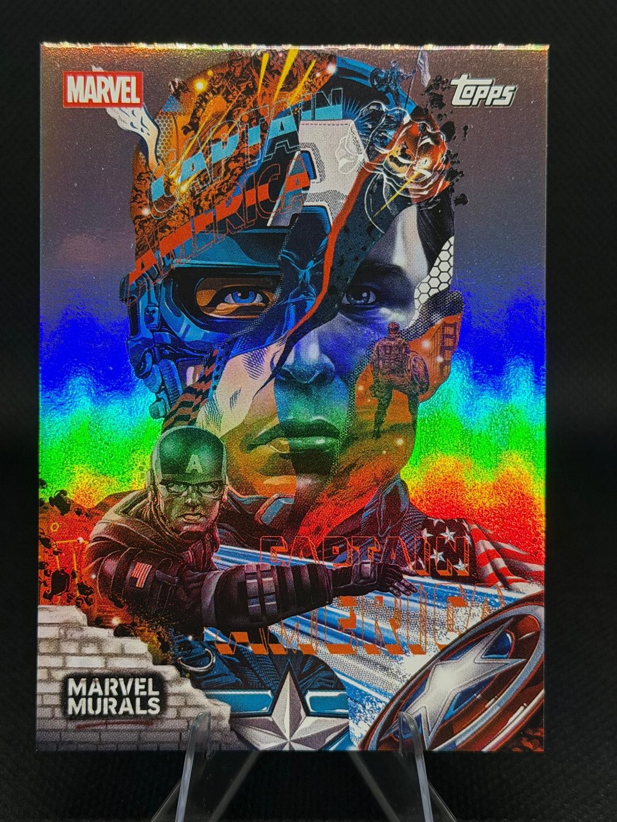 2026 Topps Neon Marvel #MU-4 Captain America Marvel Murals (Tristan Eaton)