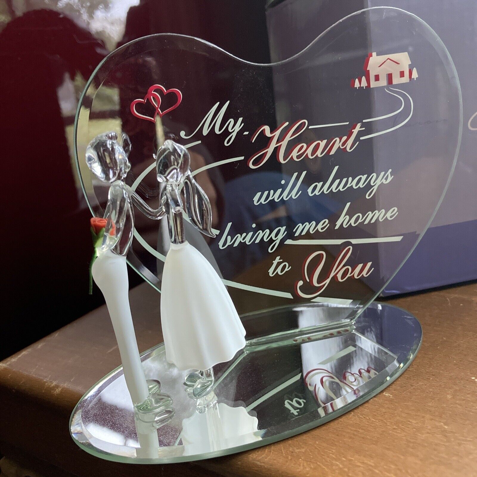 Glass Baron Glass Art Figurine My Heart Will Always Bring Me Home   EM7 527-CH