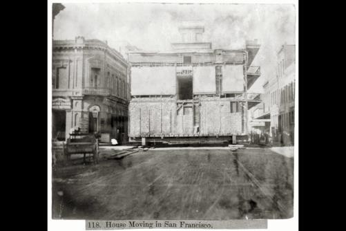 Photo:San Francisco California USA 1866 House Moving Stereograph