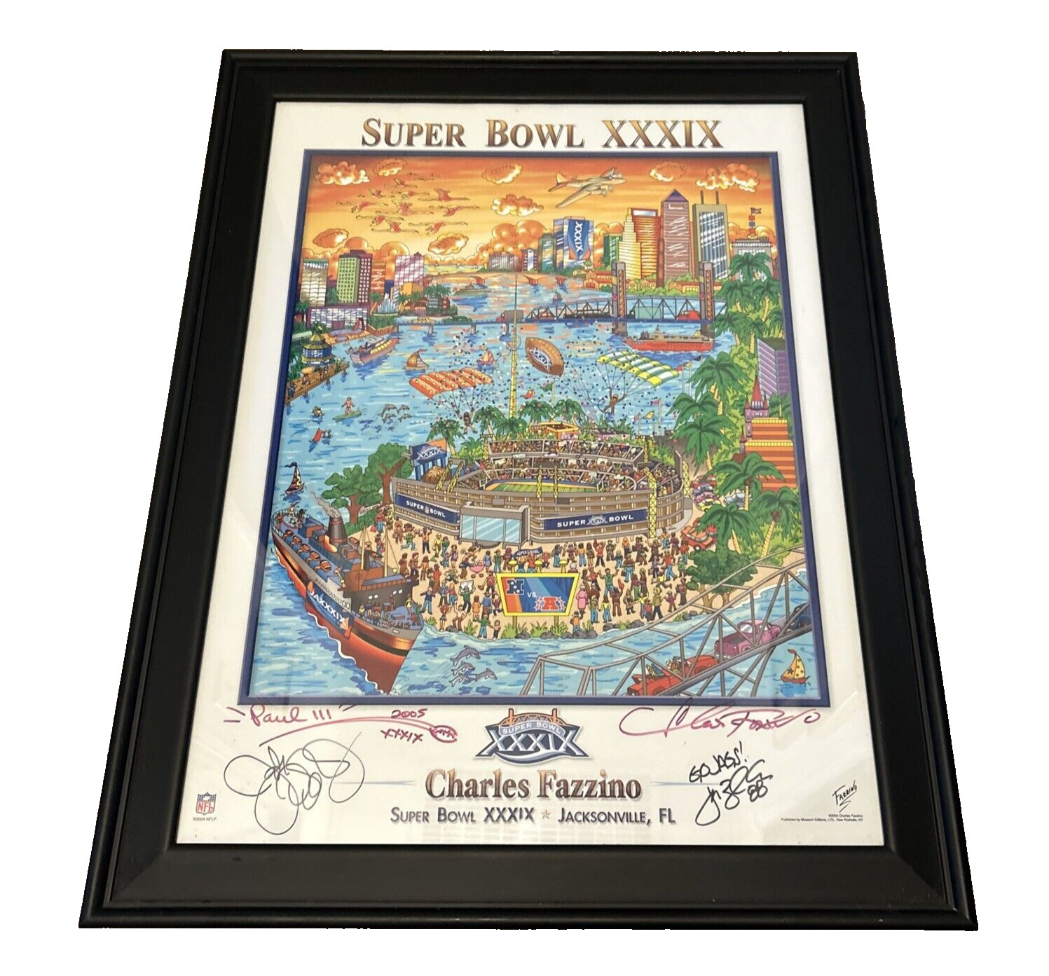 #Charles Fazzino Super Bowl XXXIX  Signed Framed  21x25