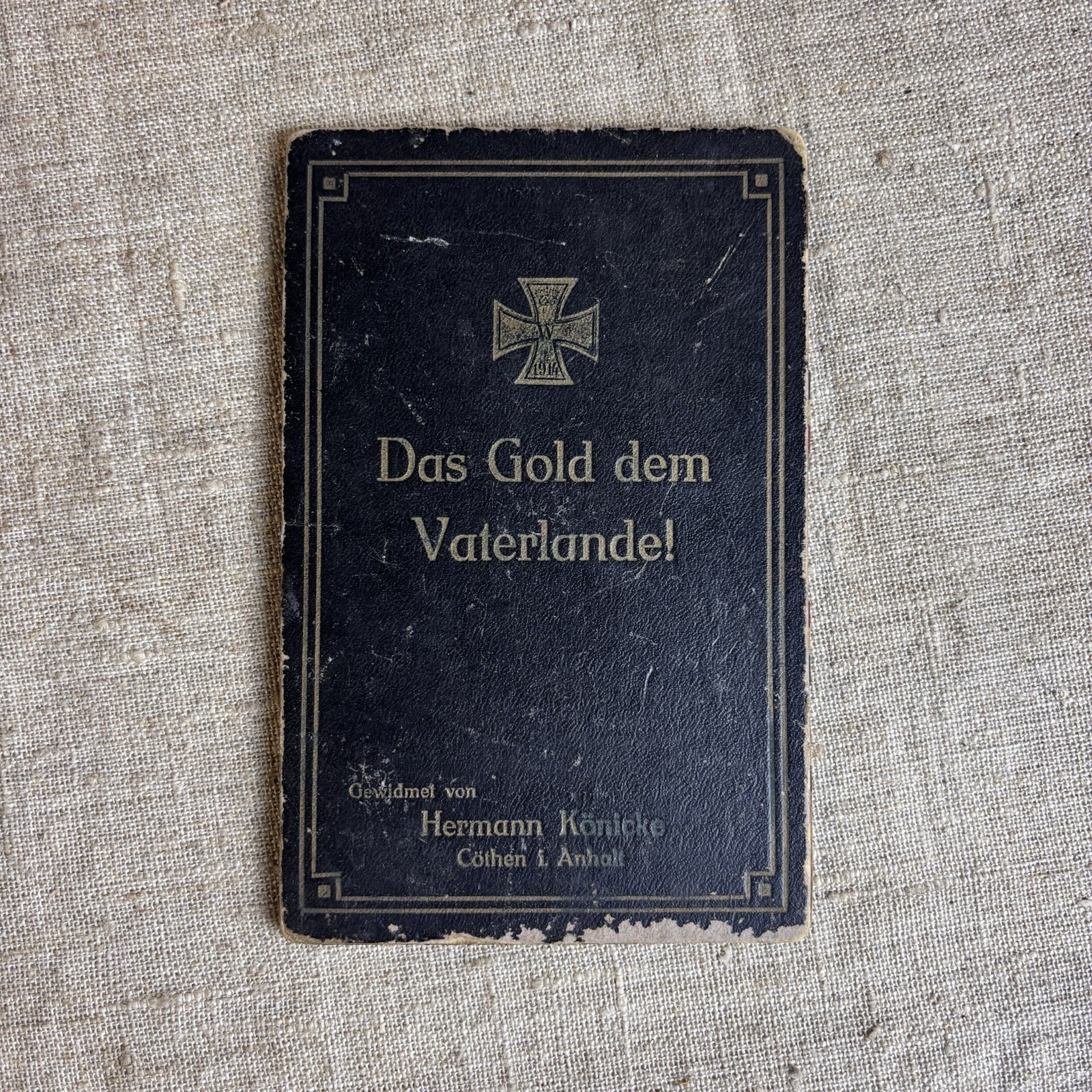 Original WWI German Das Gold dem Vaterlande Wallet Case + 1914 50 Mark Note