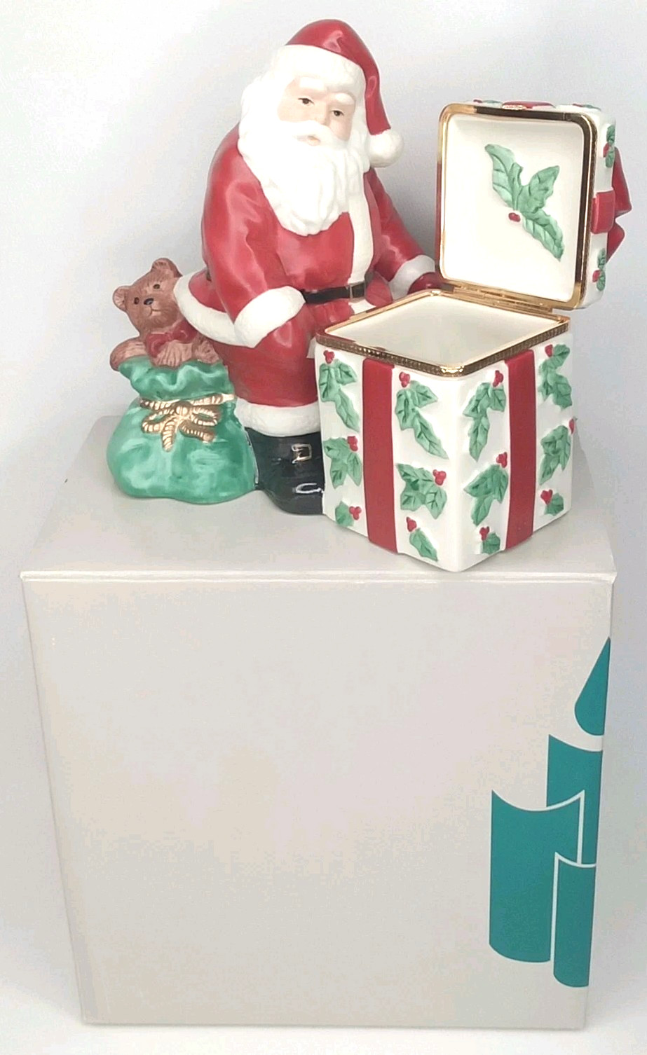 Vintage 1990s PartyLite Jolly Santa Christmas Candle Holder With Original Box