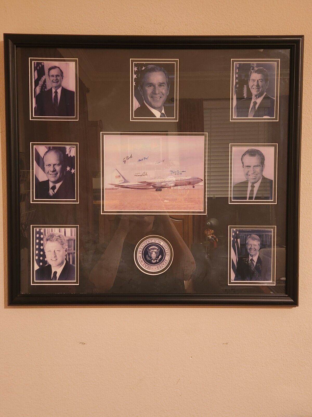 Air Force One Picture Signed by 6 Presidents