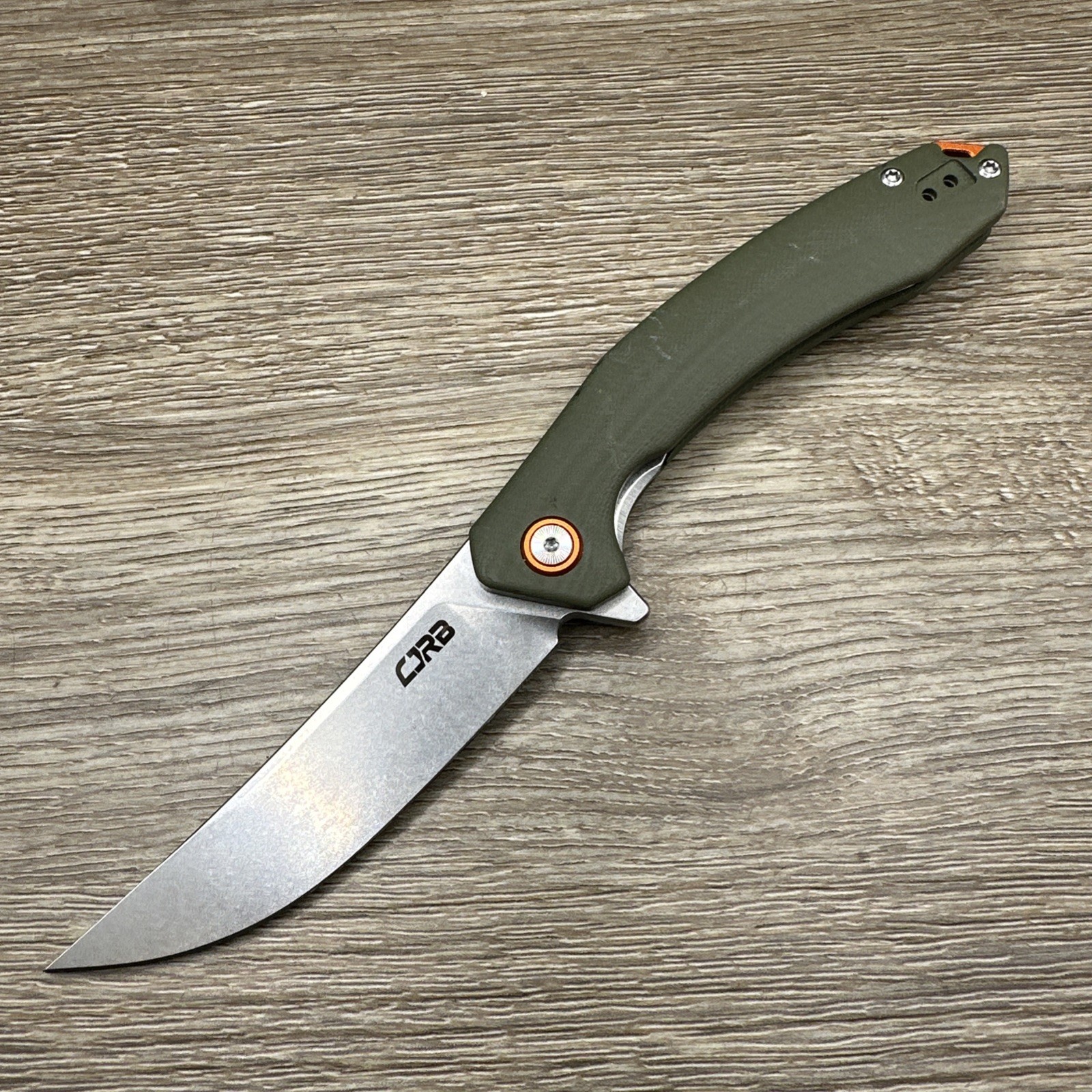 CJRB Gobi J1906 Flat Blade Olive G10 Handle LinerLock Folding Pocket Knife-Great