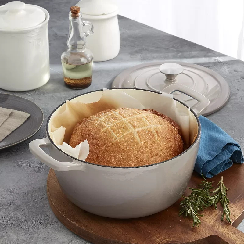 NEW Mingle & Co. 5 Qt. Enameled Cast Iron Dutch Oven - Stone Gray