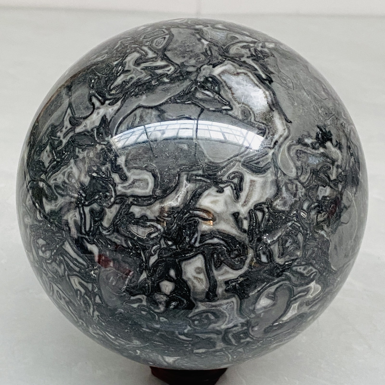 Natural Picasso Jasper Sphere Black Gray Crystal Ball Healing 3120G (6.87LB)