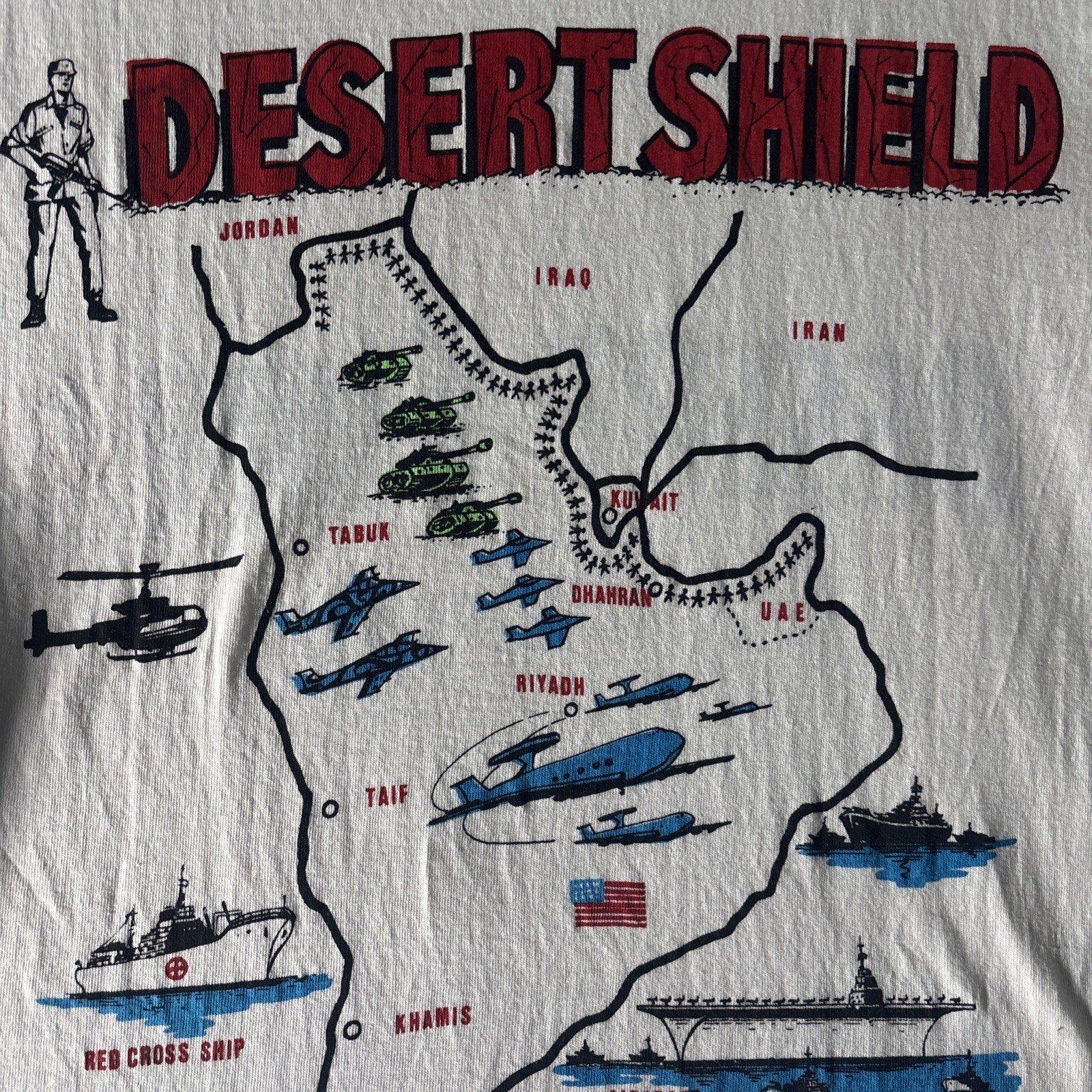 Desert Shield 1990 Hanes Men's Large White
