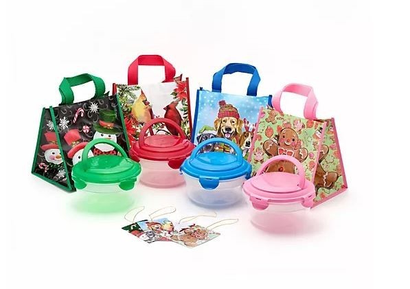 LocknLock Set of 4 Bowls with Handle Lids & Holiday Bags K315067 LocknLock Set of 4 Bowls with Handle Lids & Holiday Bags K315067