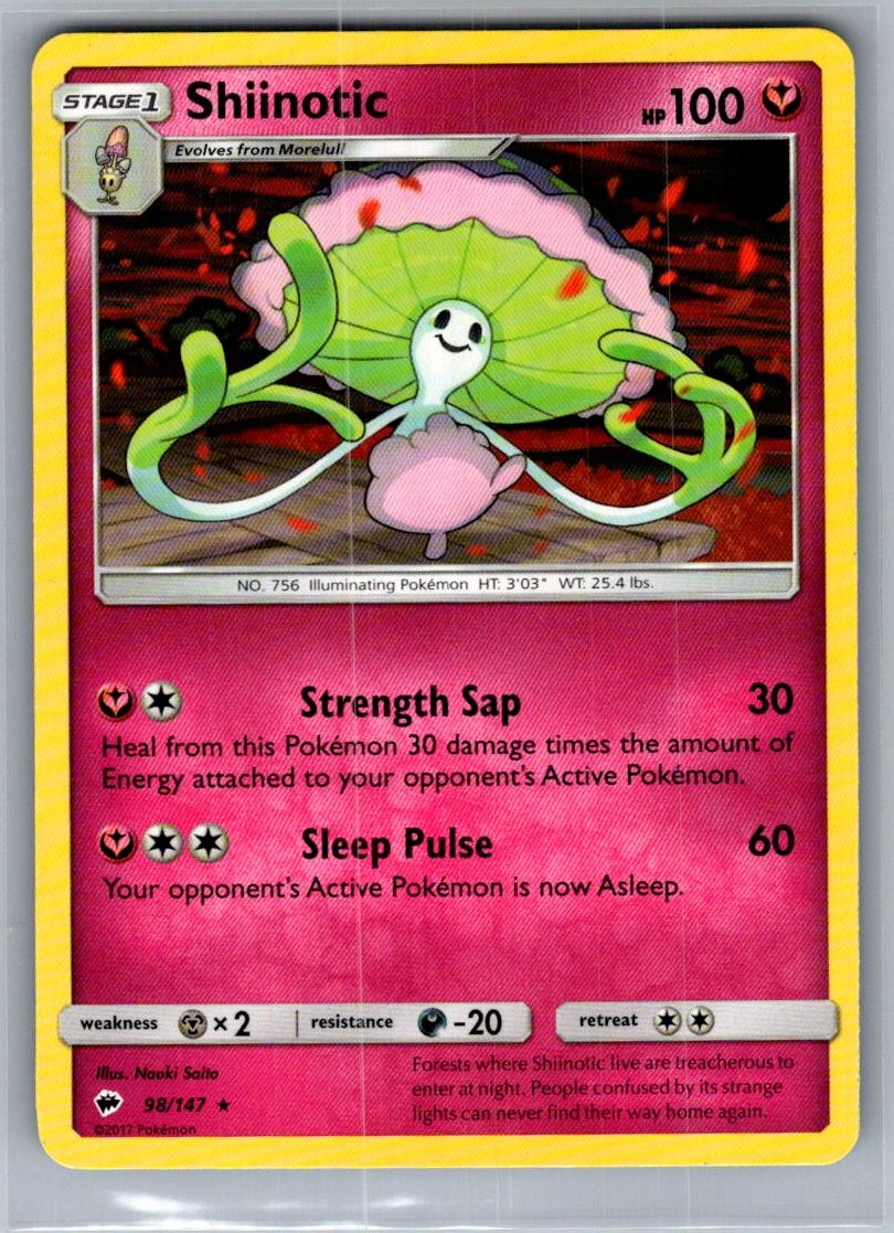 Shiinotic 98/147 Rare Burning Shadows Pokemon Lightly Played