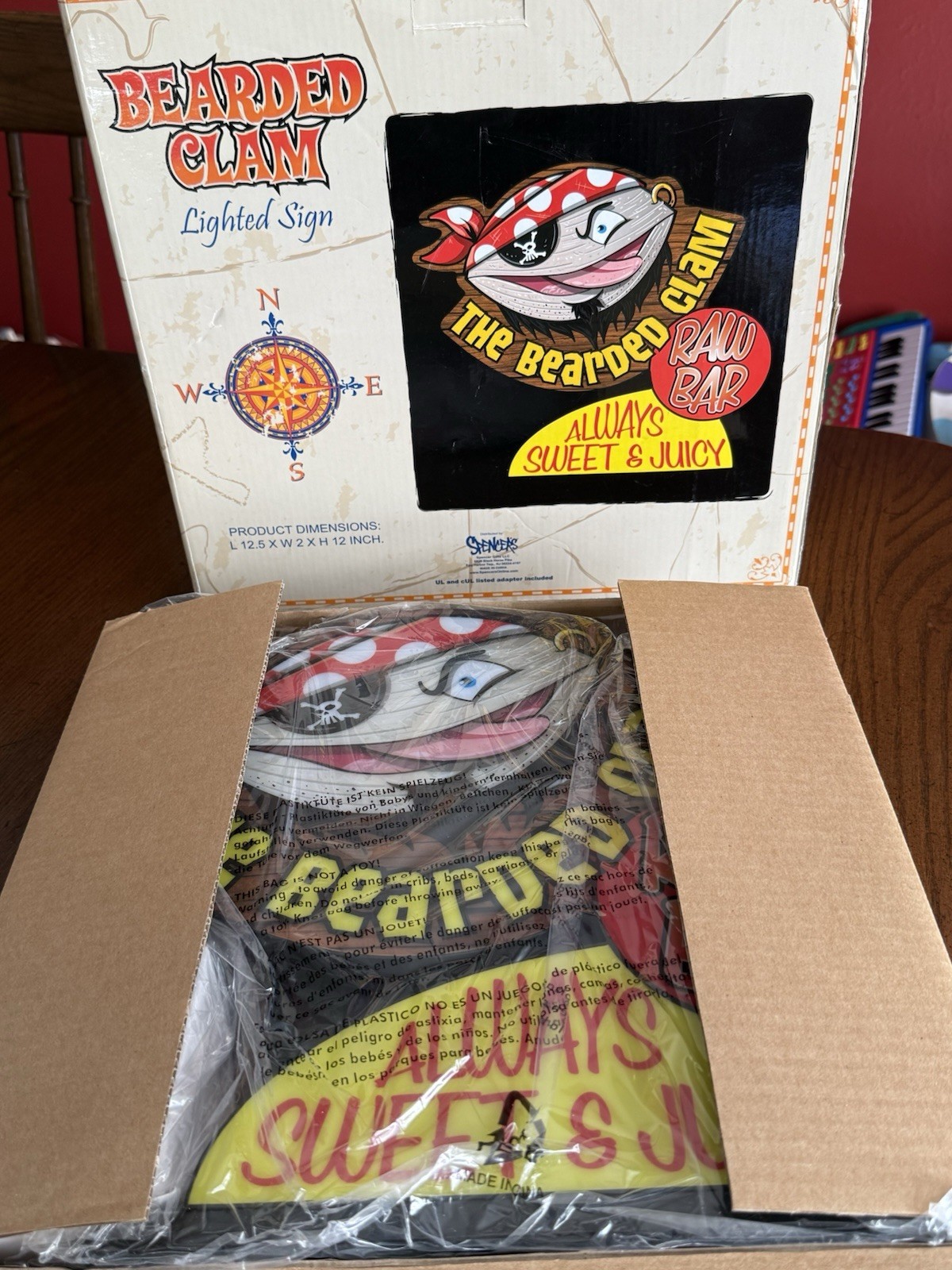 Rare Find/Bearded Clam Bar Lighted Sign Raw Bar Always Sweet & Juicy-FLASHES NIB Rare Find/Bearded Clam Bar Lighted Sign Raw Bar Always Sweet & Juicy-FLASHES NIB