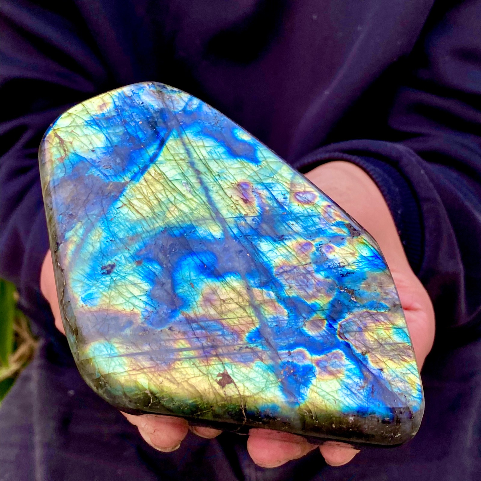 1.91LB Natural Labradorite Quartz Crystal Freeform Mineral Specimen Healing