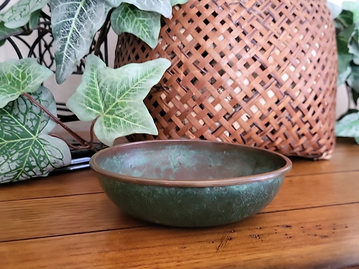Vintage Genuine XXX Bronze Verdigris Patina & Hand Hammered NORDANE Bowl RARE 