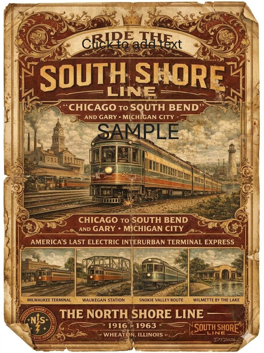 South Shore Line railroad train Poster 3 vintage style poster 8.5 South Shore Line railroad train Poster 3 vintage style poster 8.5