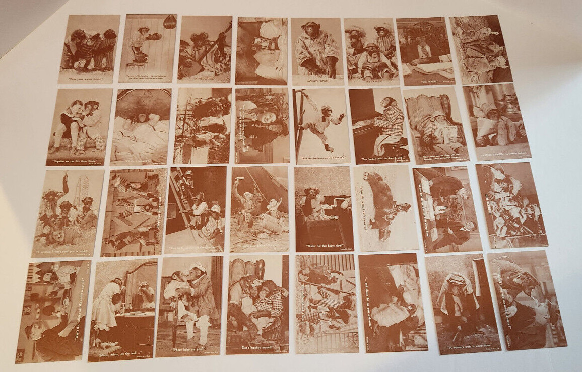 32- Vintage 1940s Arcade Humorous Monkey Postcard Lot RPPC