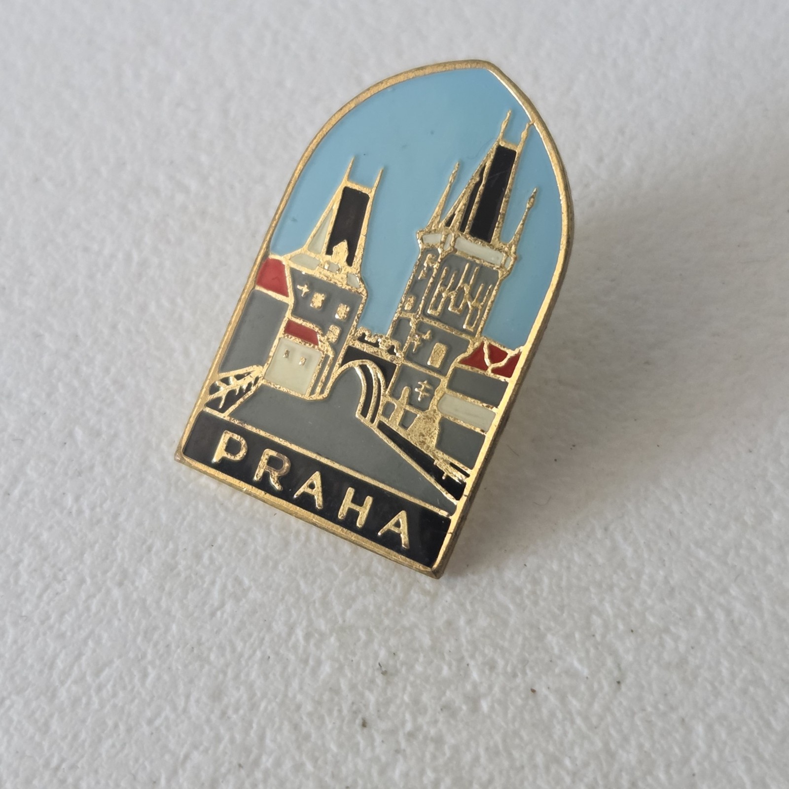 Vintage Pin Praha Prague Charles Bridge Souvenir Tourist