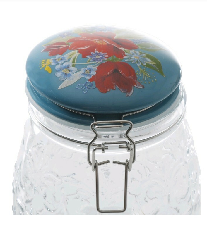 Pioneer Woman ~ Spring Bouquet Embossed Clamp Jar w/Ceramic Lid  ~ 106 Ounce Jar