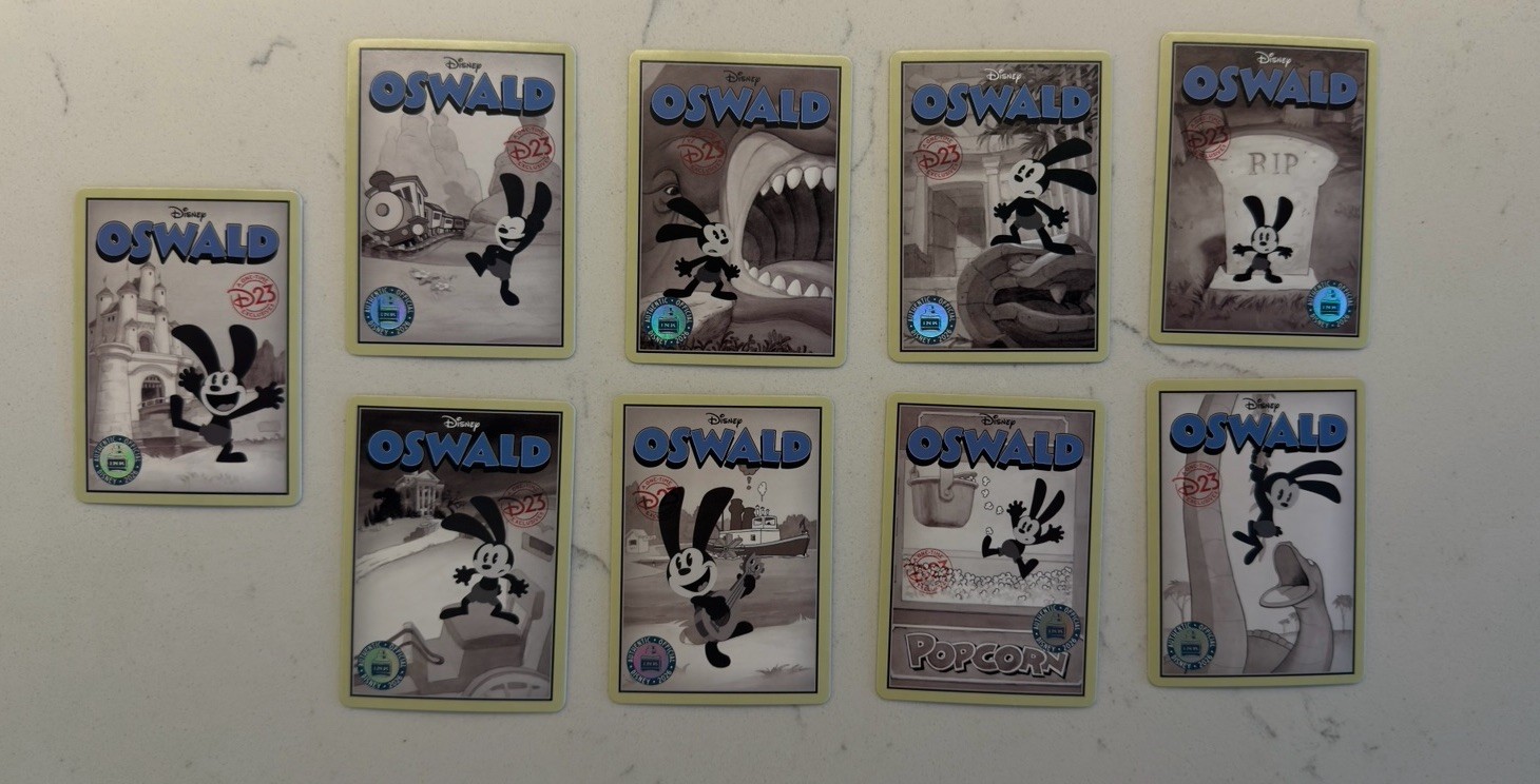 2026 Disney D23 Exclusive Oswald Trading Cards Set of 9 Cards IN-HAND