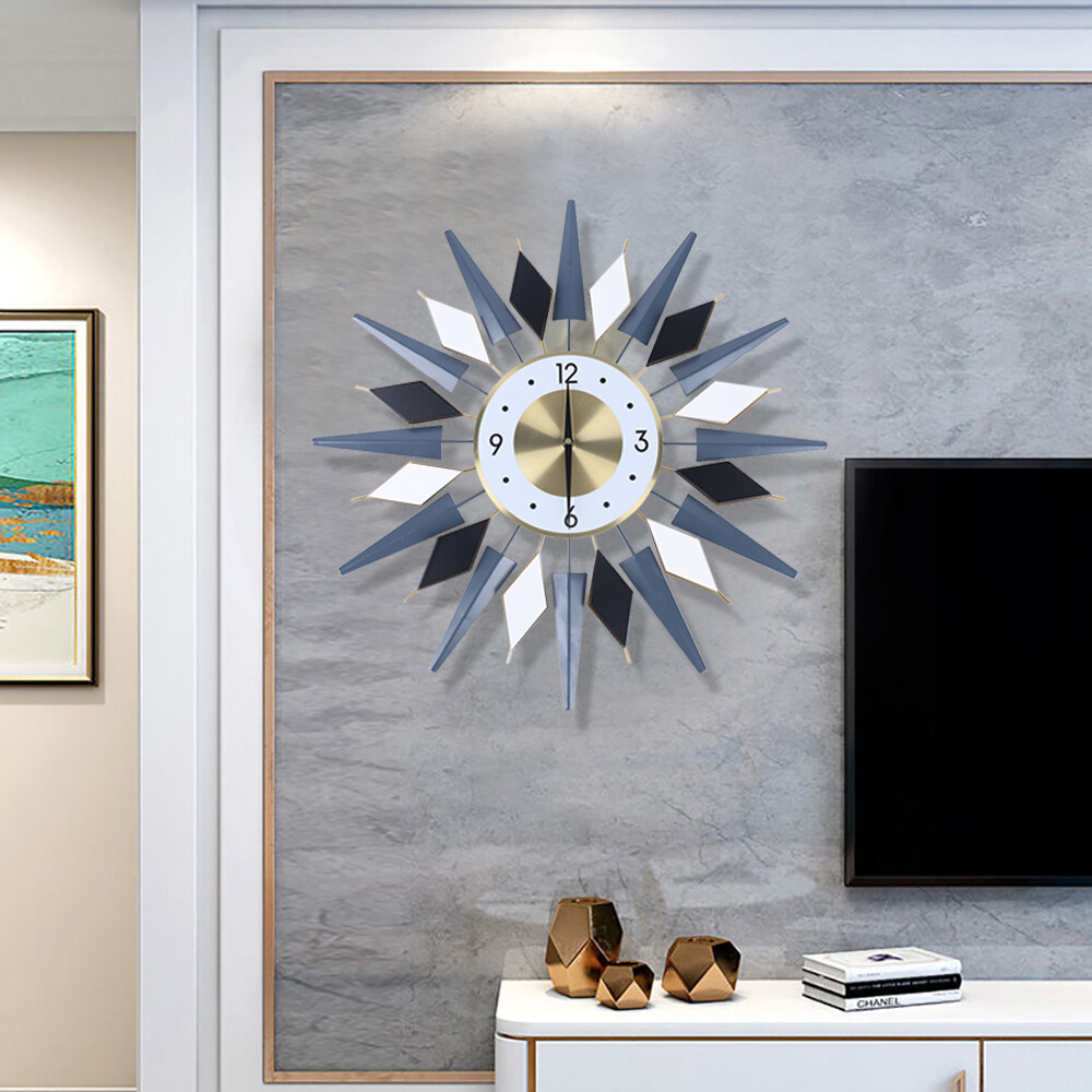 Large Mid Century Modern Starburst Metal Wall Clock 60x60cm