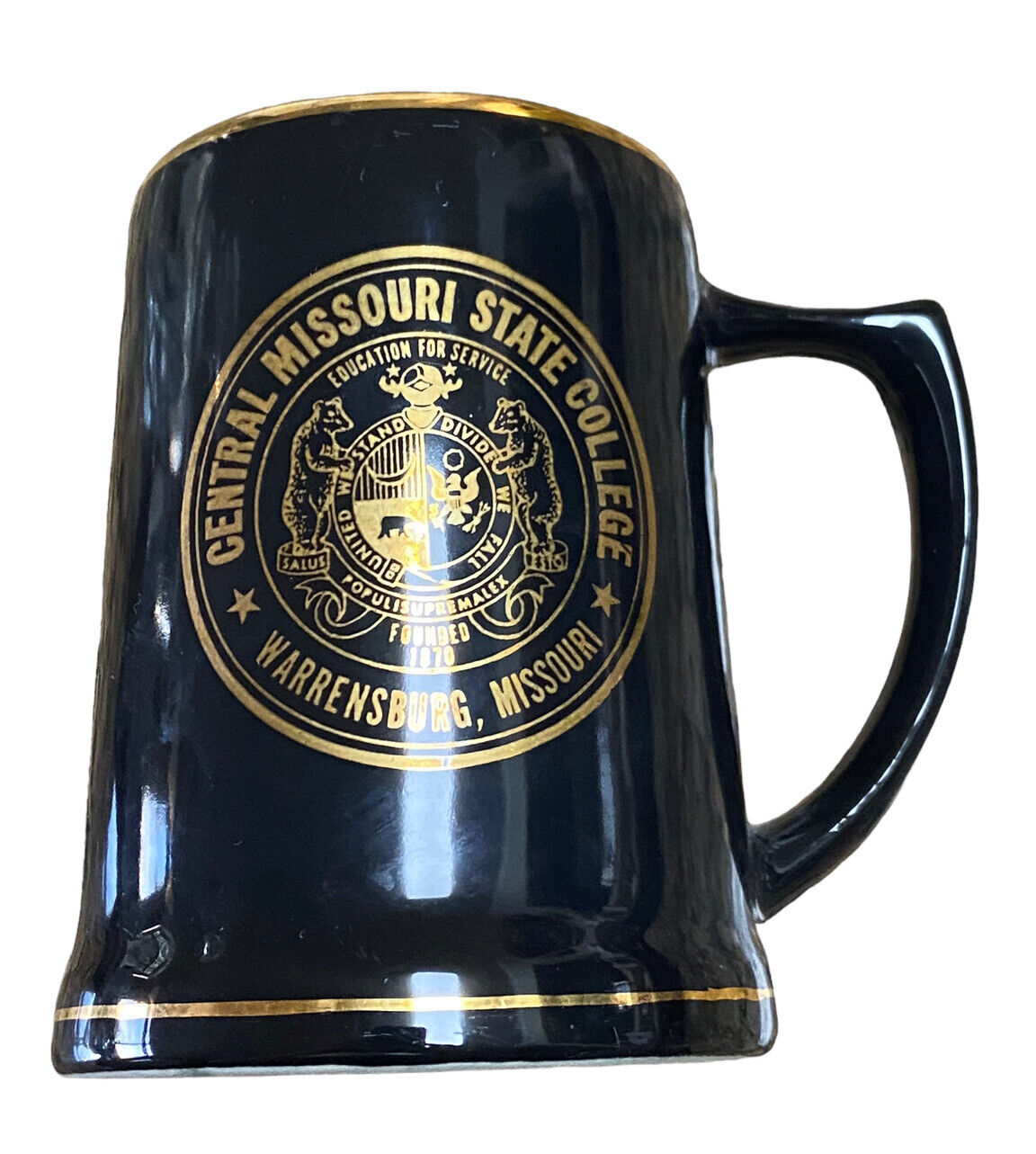 Vintage Central Missouri State College Warrensburg Beer Stein Mug MINTY RARE