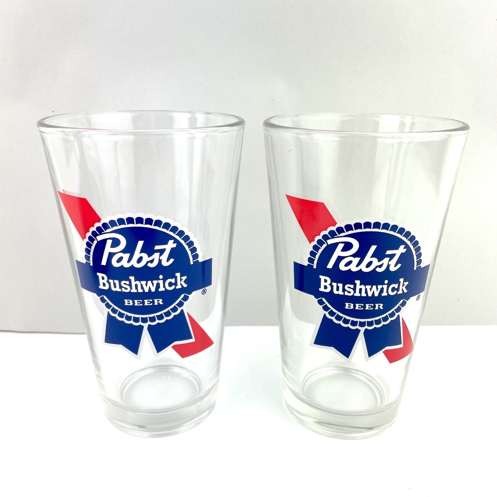 Pabst Blue Ribbon PBR Beer Pint Glass 16 oz “Bushwick” Brooklyn (2)