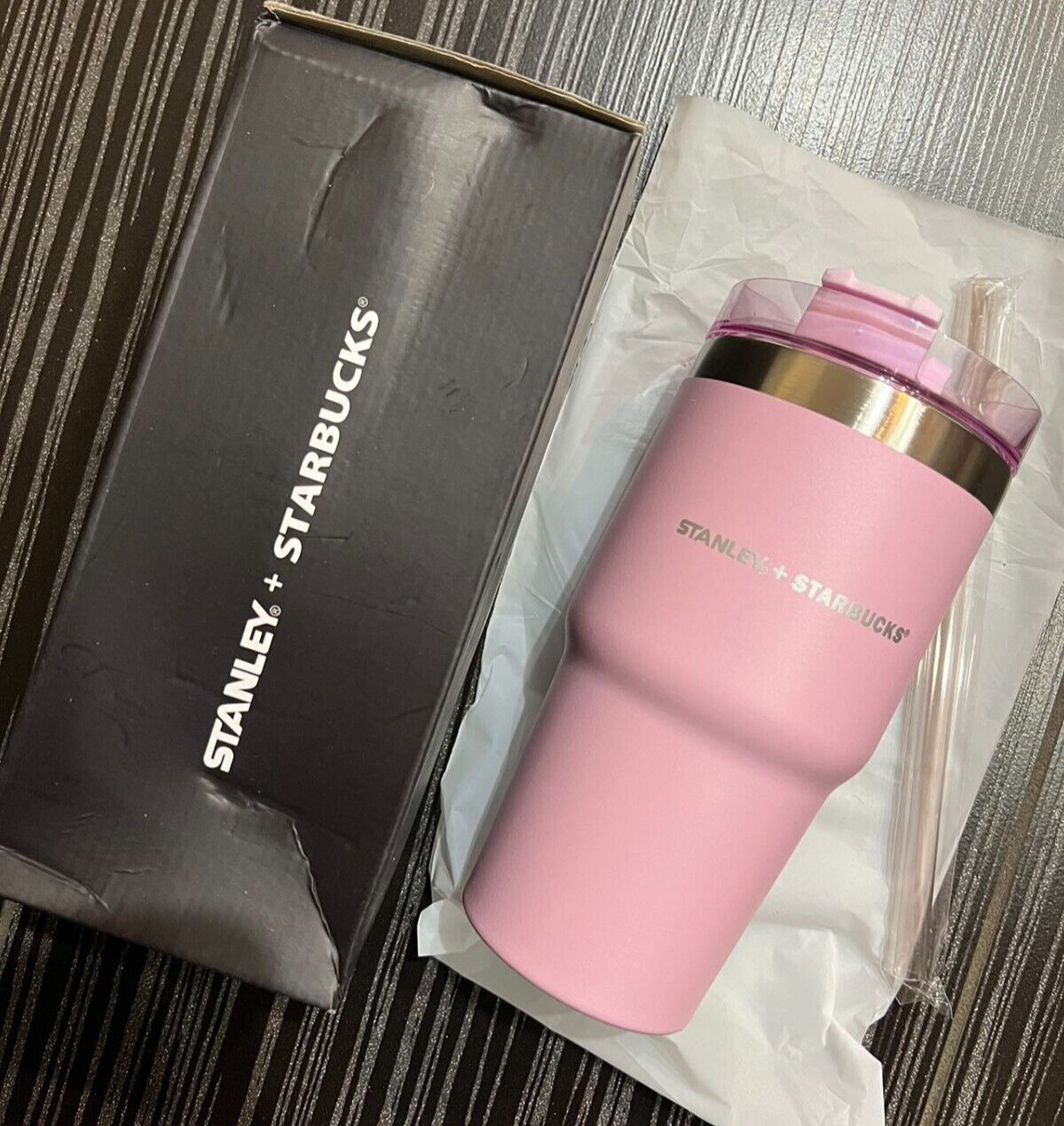Starbucks Stanley Stainless Steel Vacuum Car Hold Straw Cup Tumbler 20oz Pink