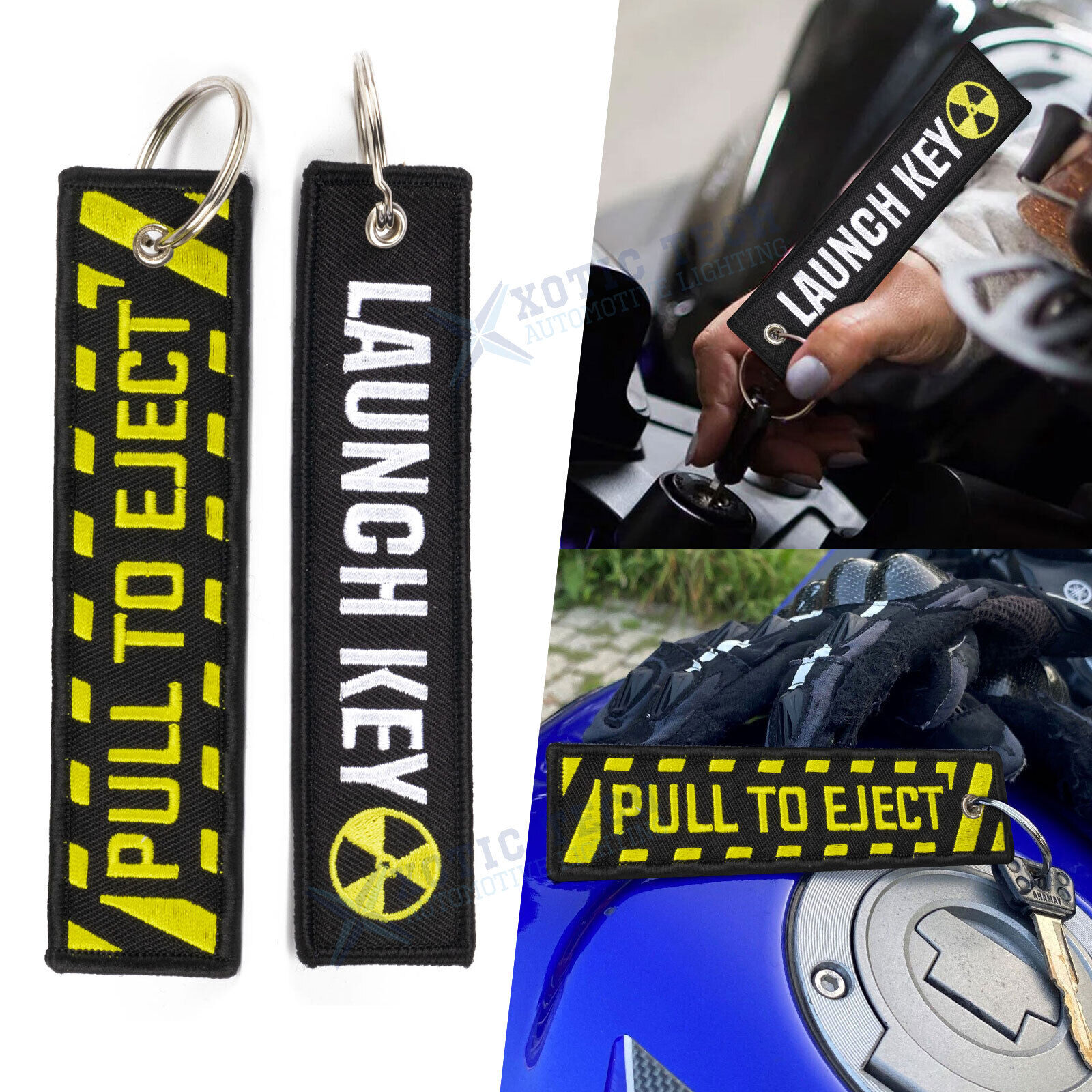2pcs New Double Sided Embroidered Key Chain Motorcycle Tag Luggage Keyring Gift